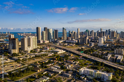 Aerial drone photo Downtown Miami Florida USA cityscape skyline