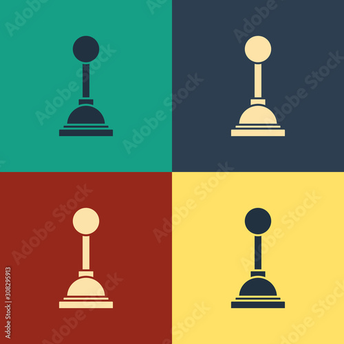 Color Gear shifter icon isolated on color background. Manual transmission icon. Vintage style drawing. Vector Illustration