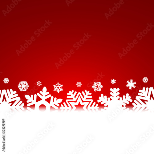 Christmas red background with snowflakes and light