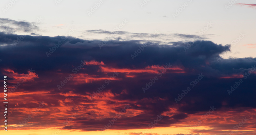 Clouds on sunset, amazing sky, nature background