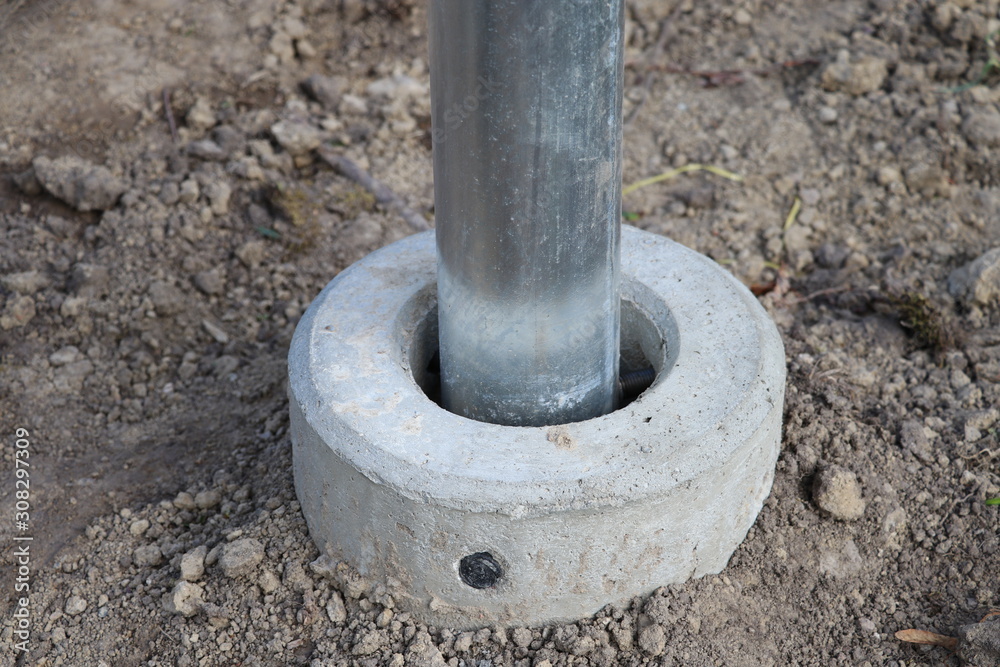 Concrete Bell Pier for street lamp post installation Concrete Bell Pier for street lamp post installation