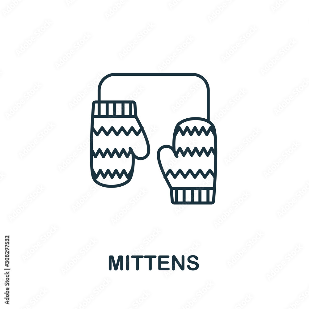 Mittens icon from winter collection. Simple line element Mittens for templates, web design and infographics Mittens icon from winter collection. Simple line element Mittens for templates, web design and infographics
