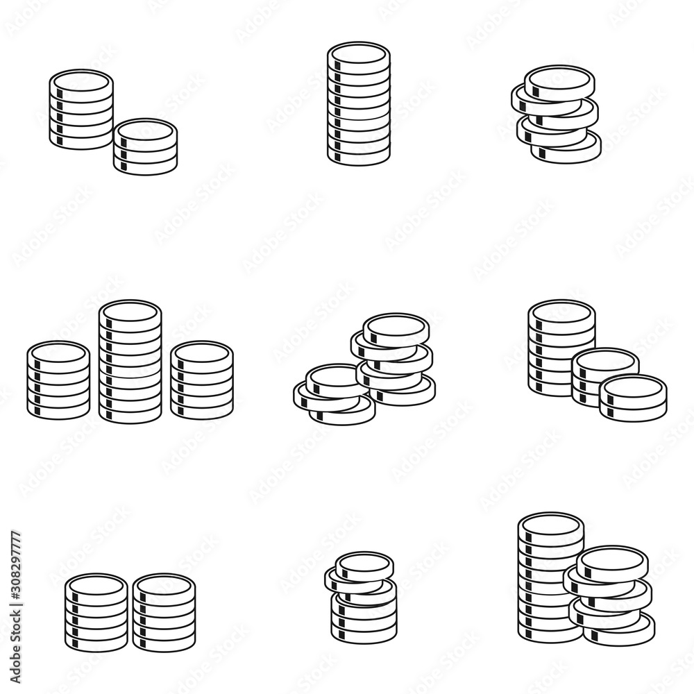 Simple collection of coin related line icons. vector on white background Simple collection of coin related line icons. vector on white background