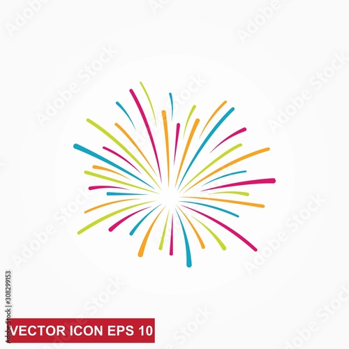 Fireworks line icon. happy new year firework