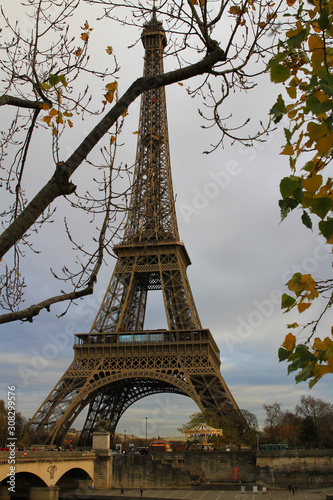 A snapshot of the Eiffel Tower with tree foliage in the foreground © Chris Rourke