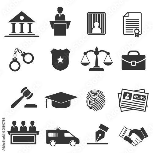 law, legal and justice icon set vector Illustration