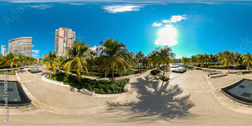 360 spherical photo Miami Beach South Pointe Park colorful scene
