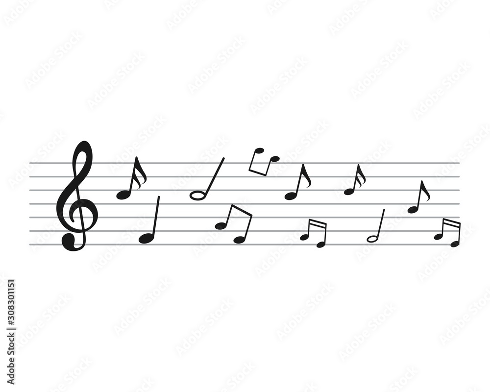 Music notes wave, group musical notes background – for stock vector icon Music notes wave, group musical notes background – for stock vector icon