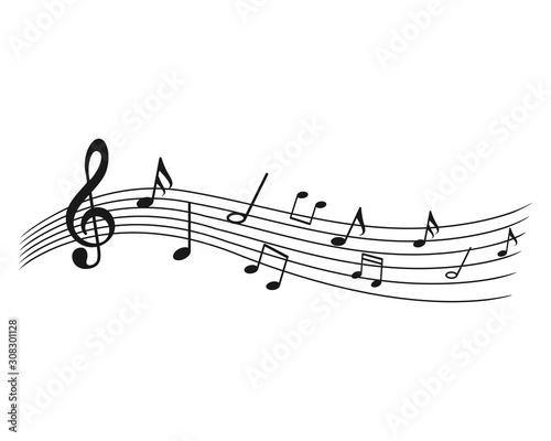 Music notes wave, group musical notes background – for stock vector icon