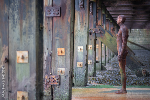 rusty man sculpture in Folkestone
