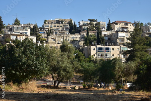 Fototapeta Naklejka Na Ścianę i Meble -  Skyline of Rehavia West Jerusalem on a sunny day