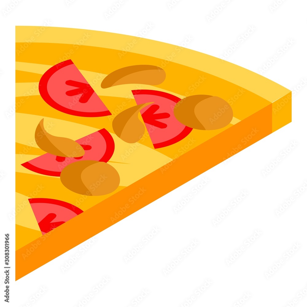Pizza tomato slice icon. Isometric of pizza tomato slice vector icon for web design isolated on white background