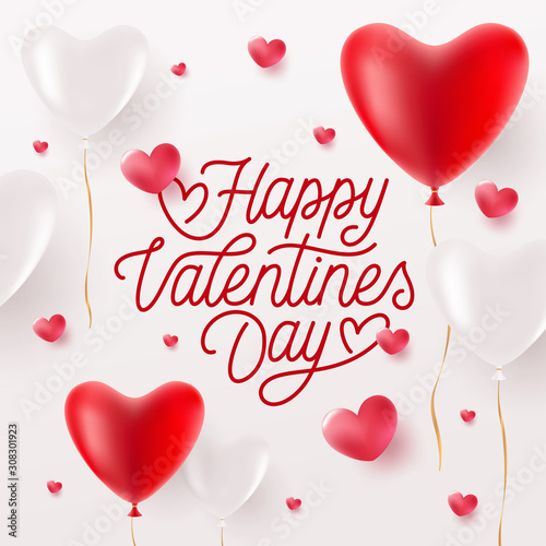 Happy Valentines Day greeting card. Vector illustration.