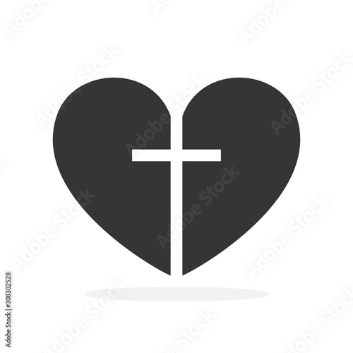 Heart with christian Cross - vector