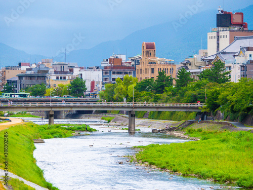 Kamogawa riverbed in Kyoto, Japan