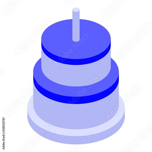Birthday cake icon. Isometric of birthday cake vector icon for web design isolated on white background