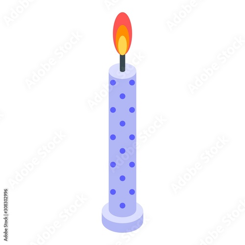 Burning birthday candle icon. Isometric of burning birthday candle vector icon for web design isolated on white background