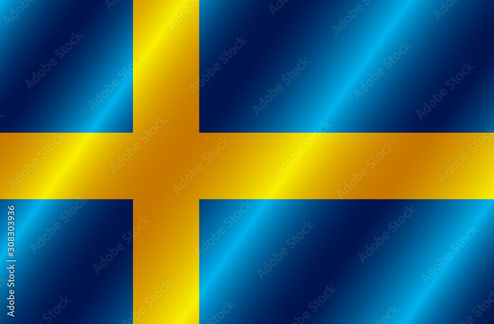 Obraz premium Bright banner with flag of Sweden. Happy Sweden day banner. Bright illustration with flag .