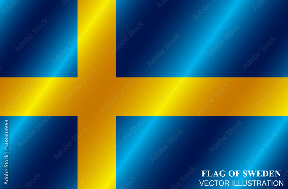 Fototapeta premium Bright banner with flag of Sweden. Happy Sweden day banner. Bright vector illustration with flag .