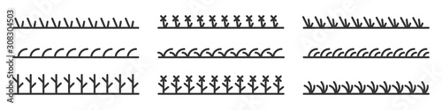 Set of minimal grass outline icons.