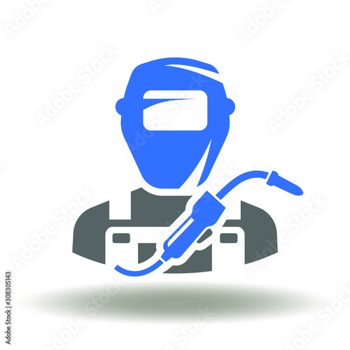 Welder Logo. Weld Mask Torch Safety Work Equipment Icon Vector. Welding Industry Professional Worker Illustration.