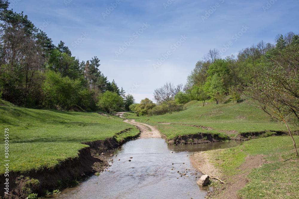 Great landscape with the river and the dirt road. Great landscape with the river and the dirt road.