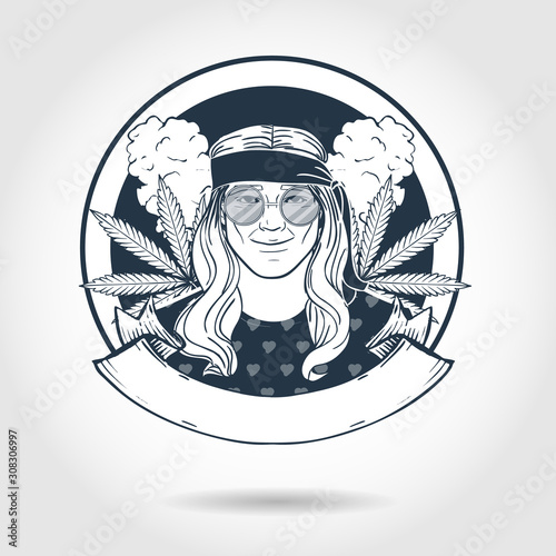 Hand drawn sketch hippie man