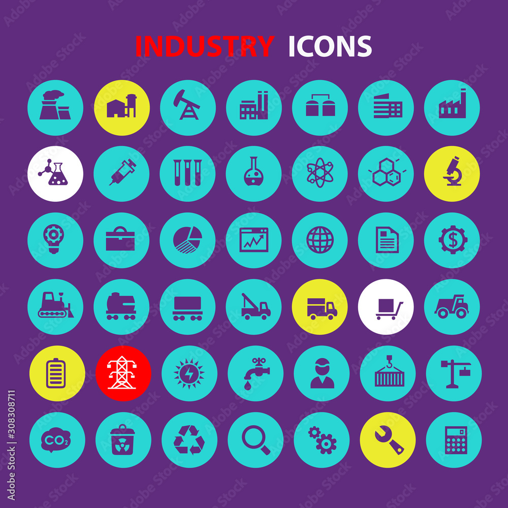 Big Industry icon set, trendy flat icons Big Industry icon set, trendy flat icons