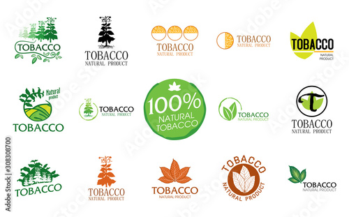 Vector set of logos for natural tobacco products
