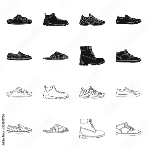 Isolated object of shoe and footwear sign. Set of shoe and foot stock vector illustration.