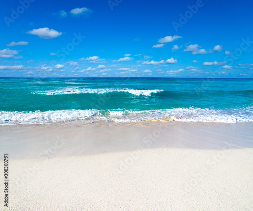 Beautiful tropical Maldives island with beach , sea , and blue sky for nature holiday vacation background concept