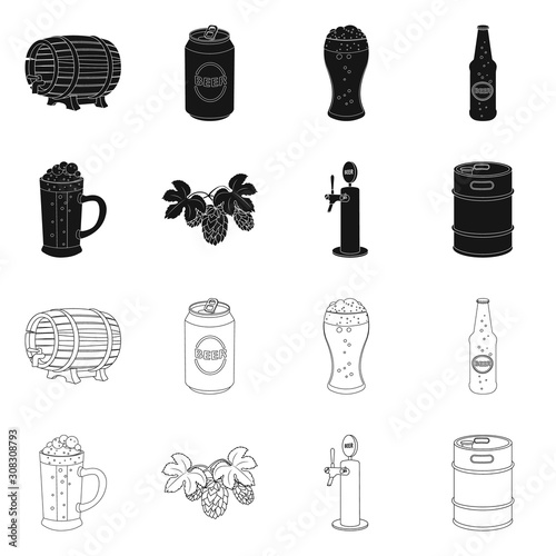 Isolated object of pub and bar icon. Collection of pub and interior stock vector illustration.