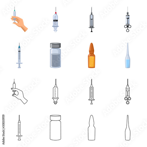 Isolated object of hospital and vaccination icon. Set of hospital and equipment stock symbol for web.