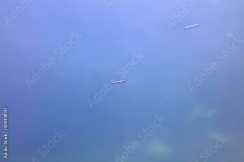Aerial photographs, ships on the sea