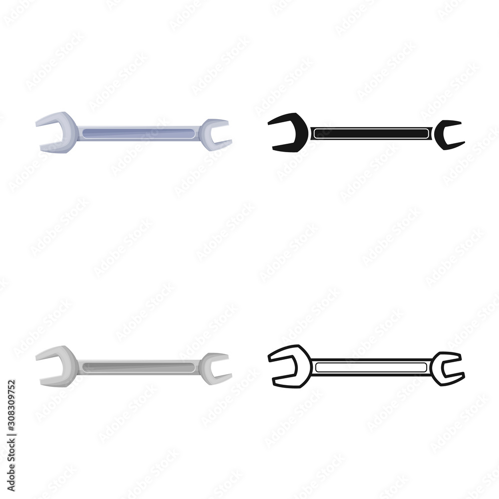 Isolated object of wrench and spanner sign. Web element of wrench and key stock vector illustration. Isolated object of wrench and spanner sign. Web element of wrench and key stock vector illustration.