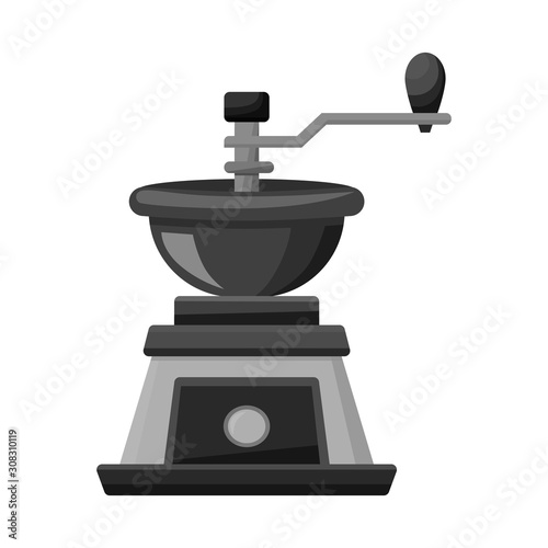 Vector design of coffee and grinder logo. Graphic of coffee and old vector icon for stock.
