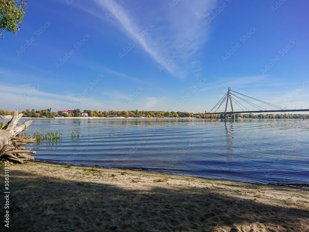 View of the River Dnieper in Kiev from the riverbank