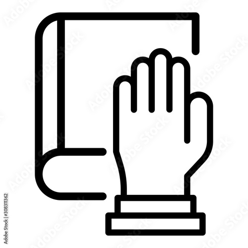 Justice oath icon. Outline justice oath vector icon for web design isolated on white background