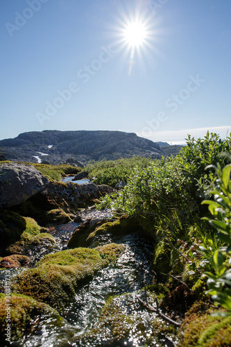 mountain landscape with blue sky and clouds