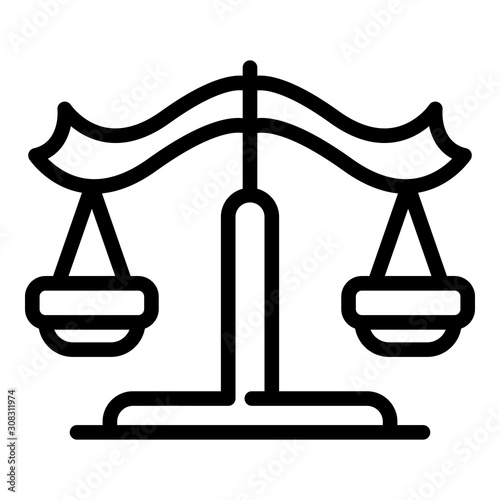 Justice balance icon. Outline justice balance vector icon for web design isolated on white background
