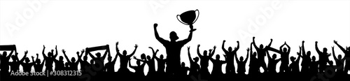 Happy champion with Cup and fans