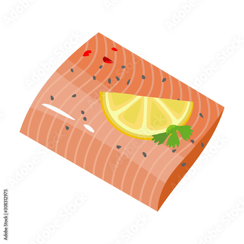 Piece fish vector icon.Cartoon vector icon isolated on white background piece fish.