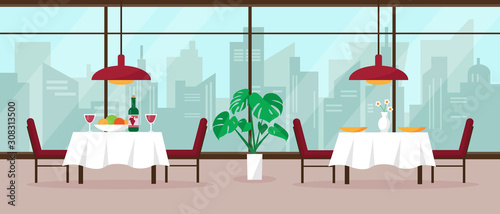Modern restaurant interior vector illustration