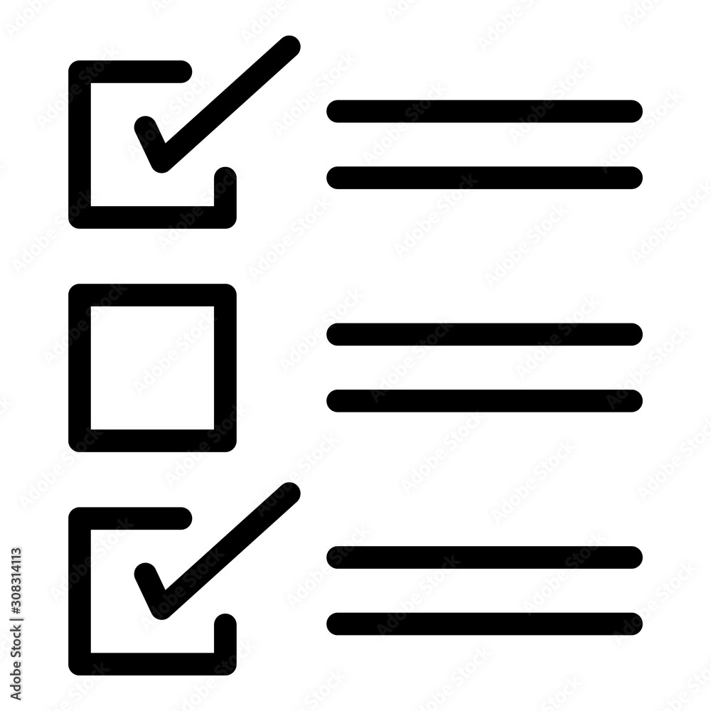 Checklist icon. Outline checklist vector icon for web design isolated on white background Checklist icon. Outline checklist vector icon for web design isolated on white background
