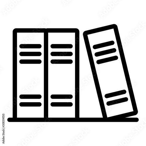 Books on shelf icon. Outline books on shelf vector icon for web design isolated on white background