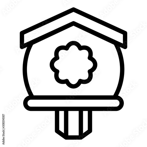 Winter bird house icon. Outline winter bird house vector icon for web design isolated on white background