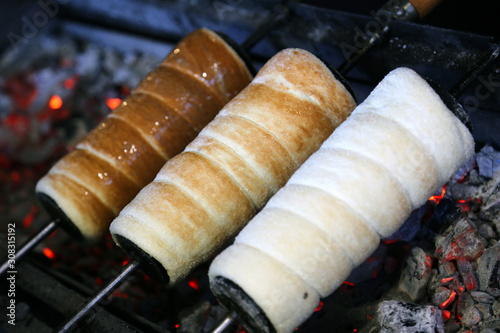 Photography Kurtosh kalach, a sweet spit cake from Hungary Europe