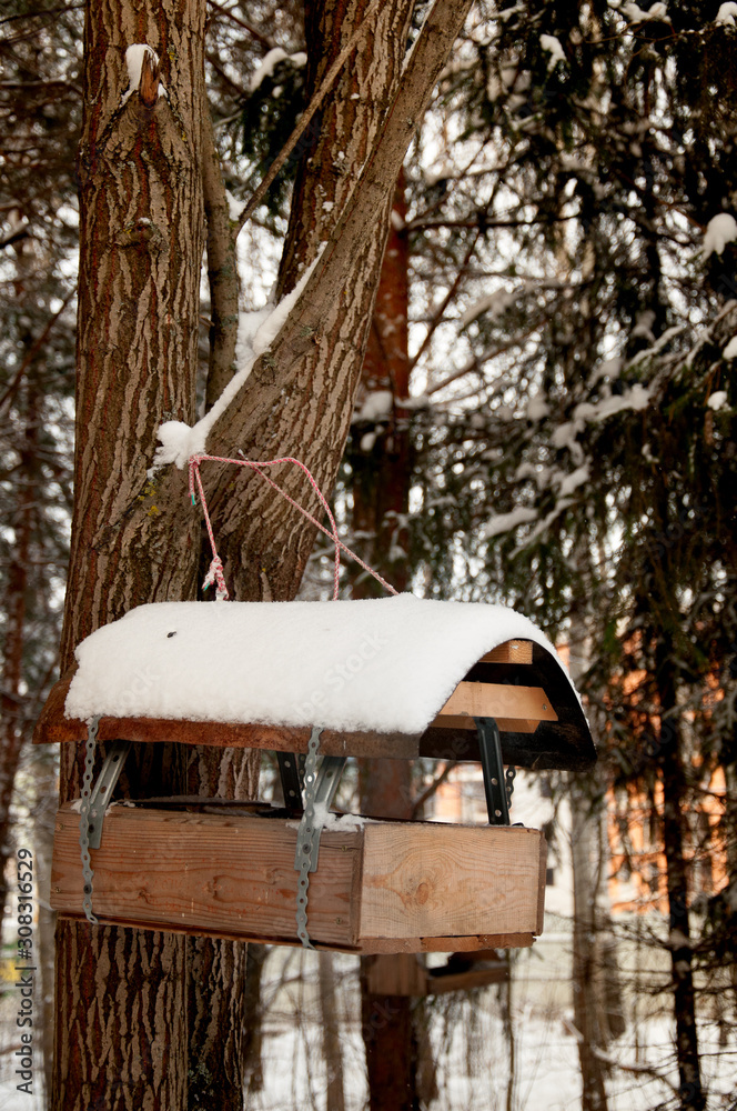 bird house in snow bird house in snow