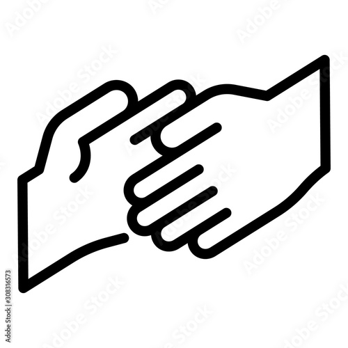 Friend hand help icon. Outline friend hand help vector icon for web design isolated on white background