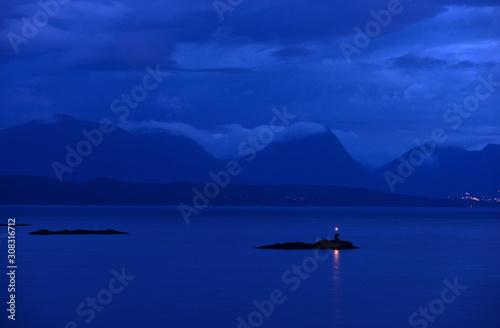 lake and mountains, lighthouse, norway, europe © Mats